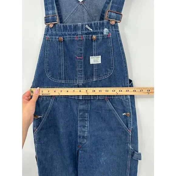 Vintage 70s JC Penny Big Mac Denim Bib Overalls Workwear Sanforized Union 32X30 - Picture 5 of 7